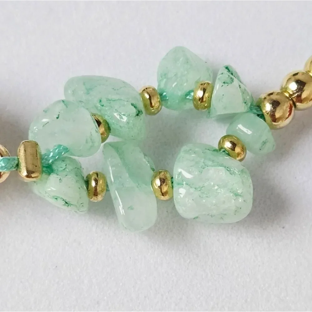 Green Aventurine Crystal Beaded Elephant Bracelet Adjustable String Enamel Charm
